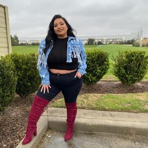 Fringe Denim Crop Jacket